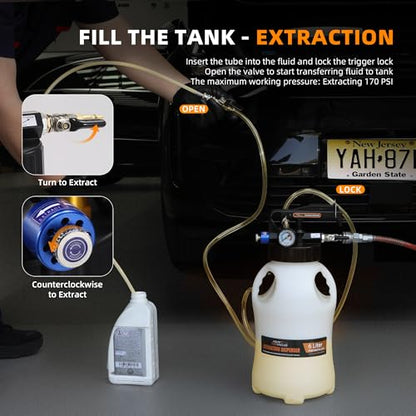 FOUR UNCLES 6L Pneumatic Transmission Fluid Pump with ATF Adapters | 6L High Capacity, Pneumatic Fluid Delivery, ATF Adapter Kit, Efficient Service, Professional Garage Tool - size: 6L