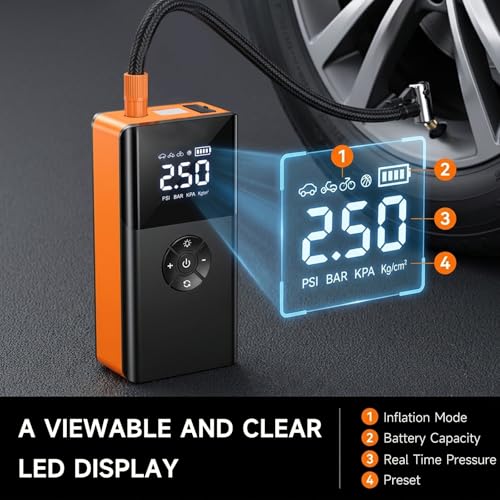 3000A Jump Starter with Air Compressor,Car Battery Jumper Starter Portable with 150PSI Tire Inflation, 12V Jump Box with Jumper Cables, LCD Display, Fast Charger Power Bank (6L Gas/4L Diesel Engines