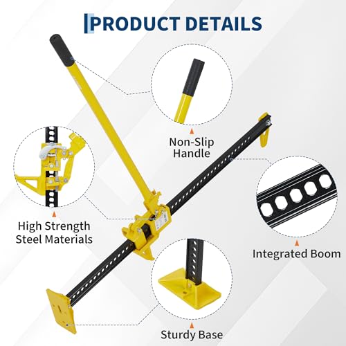 Garvee 60 in High Lift Farm Jack 3 Ton/7000 LB, Ratcheting Offroad Jack with 5.2-52.8 in Lifting Range, Heavy Duty Utility Bumper Lifter for Car, Tractor, Truck, SUV, Yellow | 7000 LBS Ratcheting Offroad Jack, Heavy Duty Utility Bumper Lifter for Car, Tra