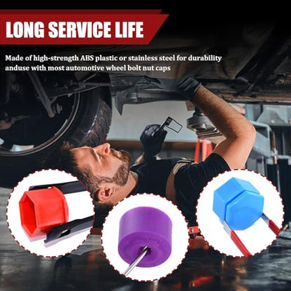 3PCS Car Wheel Hub Bolt Nut Cover Removal Tool, Lug Nut Removal Tool, 3 Styles Lug Cap Cover Remover Set, Car Accessories Wheel Hub Puller & Bolt Cap Remover Hook Universal for Most Vehicles