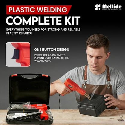 Upgraded 220W Plastic Welder Kit for Car Bumper Repair, 2-in-1 Hot Stapler & Plastic Welding Gun, Fix Cracked Plastic in Seconds, with1000 Staples &100 Welding Rods, Easy DIY Automotive Repair tool - color: Red