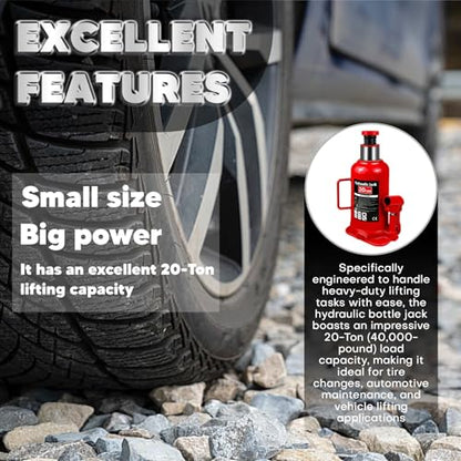 Hydraulic Bottle Jack with Color Box, 20 Ton (40,000 lb) Capacity 9.2-17.9 inch Lifting Range, Muti-Directional Welded Bottle Car Jack for Car, Truck, RV, Pickup Truck, Auto Repair - size: 20 Ton