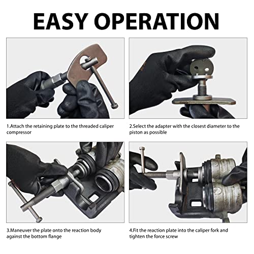 Big RED Torin 22 PCS Brake Caliper Press Tool Kit, Disc Brake Piston Caliper Compressor Tool Set for Brake Pad Replacement Reset, Red, ATRHS-E3318BR