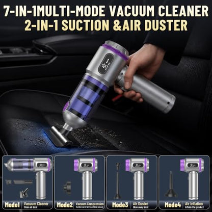 Car Vacuum,Handheld Vacuum,20000PA High Power,3 Speed Vacuum for Car | Rechargeable Vacuum with Brushless Motor,Air Blower & Pump - color: Silver and Purple