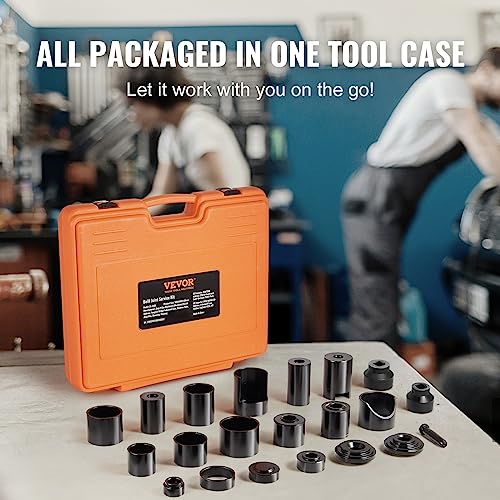 VEVOR Ball Joint Press Kit, 23 pcsTool Kit, C-Press Ball Joint Removal and Install Tools, for Most 2WD and 4WD Cars, Including 2-9/64 Inch,1-59/64 Inch Ball Joint Sockets Compatible with Chrysle - style: 23 PCS