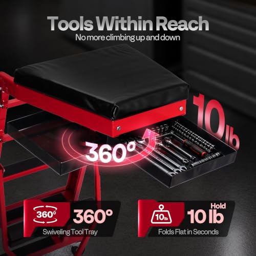 VIVOHOME Topside Automotive Engine Creeper 400LBS with Tool Tray | Adjustable Height from 51.2" to 72.4", The tray rotates a full circle, The one‑touch wheel locks - size: 51inch