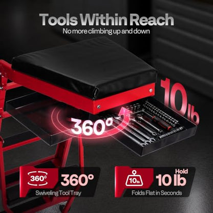 VIVOHOME Topside Automotive Engine Creeper 400LBS with Tool Tray | Adjustable Height from 51.2" to 72.4", The tray rotates a full circle, The one‑touch wheel locks - size: 51inch