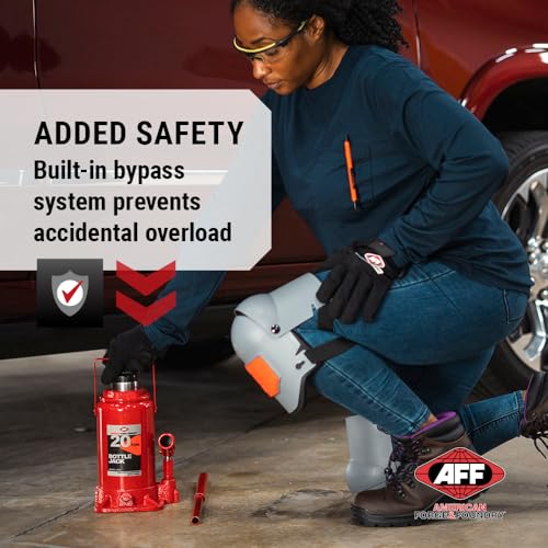 AFF Heavy Duty 20 Ton Bottle Jack, Manual, Machine Hardened Steel Saddles, Centered Pumps and Rams, 3520 - size: 20 Ton Capacity, style: Heavy Duty