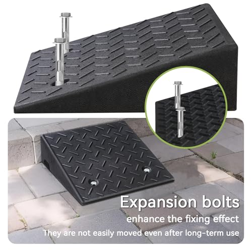 2 Pack Rubber Curb Ramps for Driveway, 6" Height, Heavy Duty 4 Ton (8818 lbs) Capacity, for Lawn Mower, Wheelchair, Motorcycle, Car, Loading Dock & Threshold - size: 6" Rise