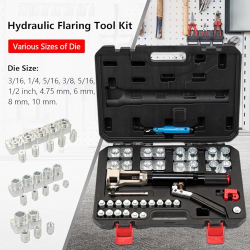 Hydraulic Brake Line Flaring Tool Kit 45° | 30PCS Double Flaring Tool Set | Heavy Duty Steel Tube Flaring Kit for 3/16"-1/2" Brake Fuel Line | Leak-Free Precision