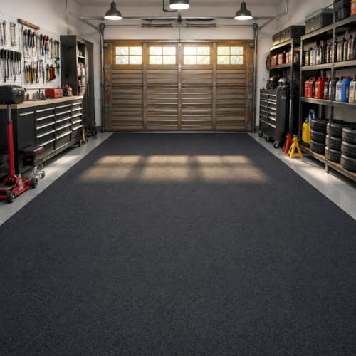 Garage Floor Mat 7.4 x 17 Ft, Absorbent Oil Parking Mat for Under Car, Non-Slip Waterproof Rubber Backing, Heavy Duty Garage Flooring Protector for Cars, Driveway, Workshop, Easy to Cut & Clean - size: 7.4 x 17 Ft