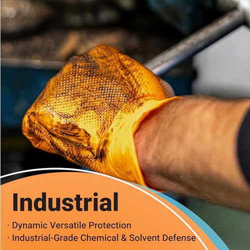ASAP T-grip Orange Nitrile Gloves Disposable Latex Free 8 Mil, Raised Textured Grip Powder Free, Mechanic & Safety - size: Medium (Pack of 50), style: Box of 50