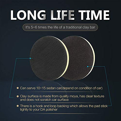 Clay Bar Pad, AutoCare 6" Fine Grade Clay Pad for Polisher Clay Disc Clay Bar Wipe Foam Pad DA Polisher Pad for Car Detailing, Novel Detailing Tool Detailing Kit, Creative Gift -- 1 pack