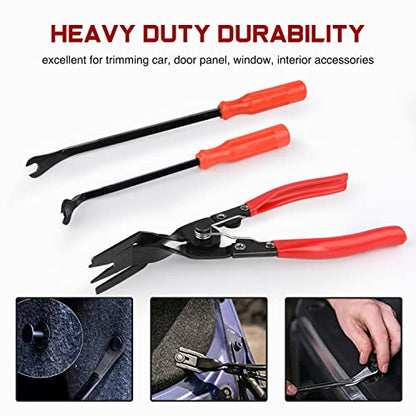 Nilight 3PCS Clip Pliers Set & Fastener Remover Auto Trim Removal Tool Kit Auto Upholstery Combo Repair Kit with Storage Bag for Car Panel Dashboard - color: 3pcs Fastener Remover
