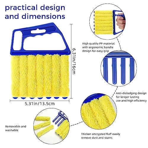 4Pcs Window Venetian Blind Cleaner Duster Tool,Washable 7 Fingers Dusting Cleaner and Air Vent Cleaner,Shutter Cleaner Brush,Blinds Air Conditioner Keyboard Fan Duster Dirt Housekeeping Tool