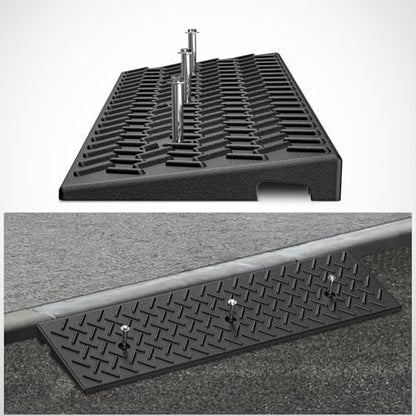 Nilight 1.6" Rise Curb Ramps, Heavy Duty Rubber Driveway Threshold Shed Ramp for Sidewalk Cars Lawn Mower Wheelchairs Motorcycles, 3300lbs Load Capacity - size: 1.6" Rise
