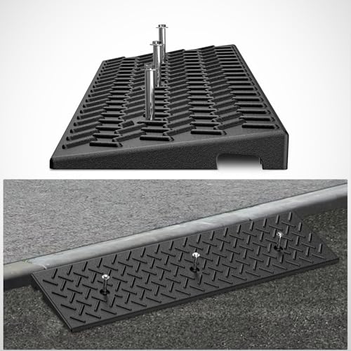 Nilight 1.6" Rise Curb Ramps, Heavy Duty Rubber Driveway Threshold Shed Ramp for Sidewalk Cars Lawn Mower Wheelchairs Motorcycles, 3300lbs Load Capacity - size: 1.6" Rise