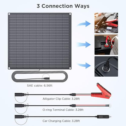 ZOUPW 30W 12V Solar Battery Charger,12V Solar Battery Maintainer Trickle Charger with Built-in Intelligent Charge Controller,IP68 Waterproof for Car Boat Marine RV Trailer Motorcycle - size: 1PCS-30W