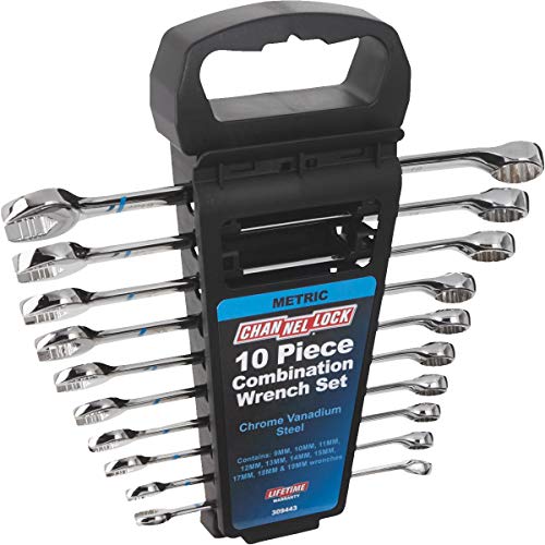 Channellock Combination Wrench Set - 10 Piece Metric, Chrome Vanadium Steel - 9mm to 19mm