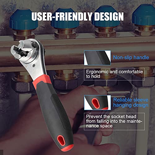 CMTOOL Adjustable Ratchet Wrench Kit for 6-22mm Screw, Portable Adjustable Ratcheting Wrench Set with Non-slip Handle