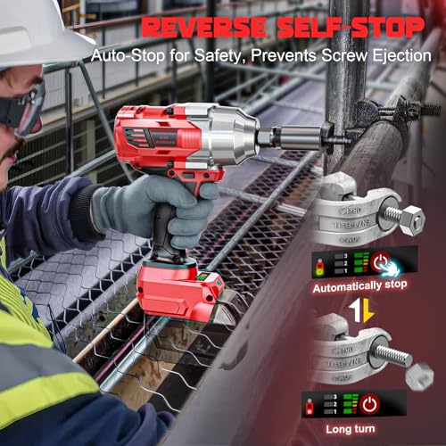 DIYtoolifz Cordless Impact Wrench 3/8" Compatible with Milwaukee 18v Battery: 600 Ft-lbs High Torque Impact Driver, 3100RPM Electric Impact Gun with 4-Mode Speed, LED Work Light(Bare Tool) - size: 600ft-lbs, style: Compatible with Milwaukee 18V Battery(Ba