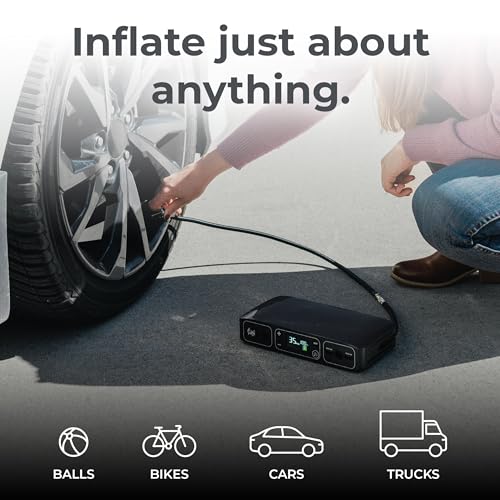 HALO Bolt Air 58830 Portable Car Battery Jump Starter | 100 PSI Air Compressor, 58.8Wh USB Power Bank, Emergency Floodlight & Charger, Jumps Cars SUVs & Trucks, Inflates Tires, TSA Approved — Black - color: Black Graphite