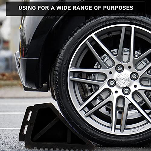 LADWA Heavy Duty Wheel Chocks 2-Pack - Solid Rubber Non-Slip Durable Black Wheel Chock for Car, Travel Trailers, RV, Truck, and ATV - All Weather Use (Black, 2 PC) - color: Black