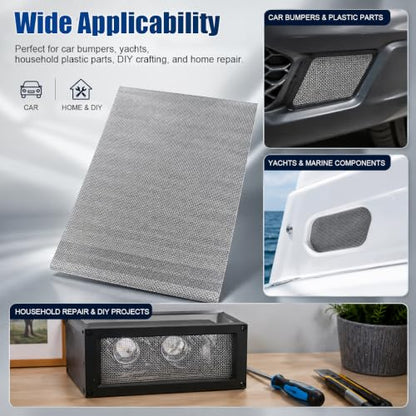 10PCS Welding Mesh, 5.9 x 7.9 Inch Reinforcing Stainless Steel Wire Mesh Screen for Thermoplastic Repair, Plastic Welding Kit for Car Bumper and Kayak(Silver)