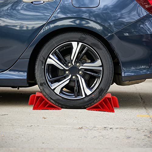 Wheel Chocks ABS Plastic Heavy Duty, Tire Chocks for Travel Trailers, RV, Camper, and Trucks 2-Pack, Red - color: red 2-pack