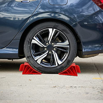 Wheel Chocks ABS Plastic Heavy Duty, Tire Chocks for Travel Trailers, RV, Camper, and Trucks 2-Pack, Red - color: red 2-pack