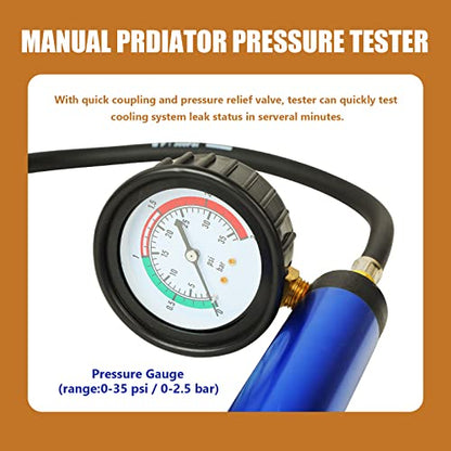 Yonligonju 18pack Universal Radiator Pressure Leak Tester Kit, Automotive coolant Pressure Tester kit for Motorcycle Car Truck (Red) - color: Red 18pc