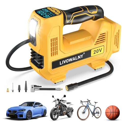 Cordless Tire Inflator Portable Air Compressor Tire Air Pump Compatible With Dewalt 20V Battery - LIVOWALNY 160PSI Auto Pump with Digital Pressure Gauge for Car Tires, Bicycle, Balloons (Tool Only) - color: Horizontal Style Compatible With Dewalt