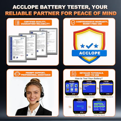 BT60 PRO Car Battery Tester 6V/12V/24V, 2–120Ah, 100–3000 CCA, AGM/Gel/Lithium, Alternator & Starter/Charging System Analyzer, QR Cloud Report (No App), Digital Analyzer - color: Black-Yellow