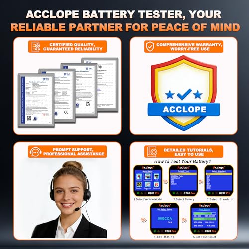BT60 PRO Car Battery Tester 6V/12V/24V, 2–120Ah, 100–3000 CCA, AGM/Gel/Lithium, Alternator & Starter/Charging System Analyzer, QR Cloud Report (No App), Digital Analyzer - color: Black-Yellow