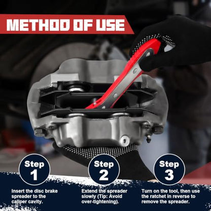 Brake Caliper Compression Tool - Ratchet Piston Press with 2 Steel Plates for Disc Brake Pad Spreader,Car Caliper Repair