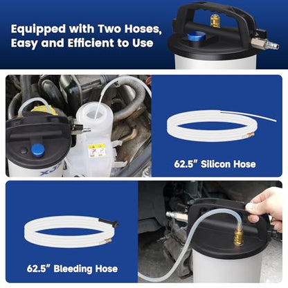 XJX 3L Vacuum Brake Bleeder Kit,Pneumatic Brake Fluid Bleeder Kit,Air Pressure Brake Bleeder Extractor Vacuum Pump Kit with 1L Refilling Bottle and Adapters-06