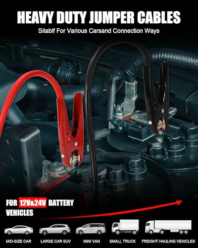 NOONE Heavy Duty Jumper Cables for Diesel Trucks - 1 Gauge 25 Feet extra long Booster Battery Cables with Permanent Installation kit and Quick Connect Plug for Car, SUV - size: 1 Gauge - 25 Feet