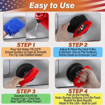 Car Dent Puller Kit - Paintless Dent Repair Kit with Suction Cup Dent Remover & Multi-Head Tap Down Tools for Door Dings, Hail Dents, Auto Body DIY, Cars Trucks SUVs - color: Black dent puller
