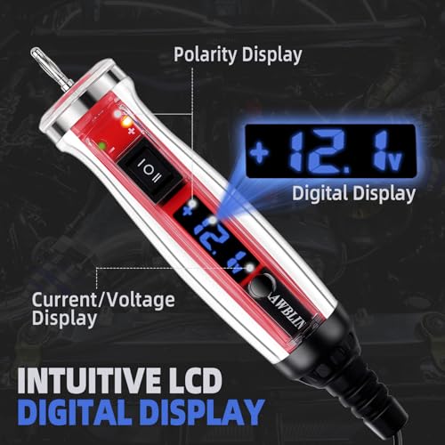 AWBLIN Power Circuit Probe Tester Kit, LCD Digital Automotive Test Light with Voltmeter, 18PCS Multi Function Auto Fuse Circuit Voltage Continuity Current Electric Tests Tool with Black Carrying Case