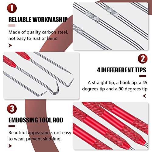 Hotop 4 Pcs Hook and Pick Set Double Pointed Scribe Car Auto Oil Metal Pick O Ring Seal Puller Hooked Scriber Marking Tools for Carpenter Machinists Technicians, 9.06 Inches