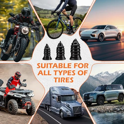 108 Pcs Tire Screw Plug Repair Kit, Tire Repair Screws with Tire Glue, Tire Repair Rubber Nail, Fast Self-Service Screw Tire Plug Kit for Tires, Car, Truck, Motorcycle, Tractor Puncture Repair