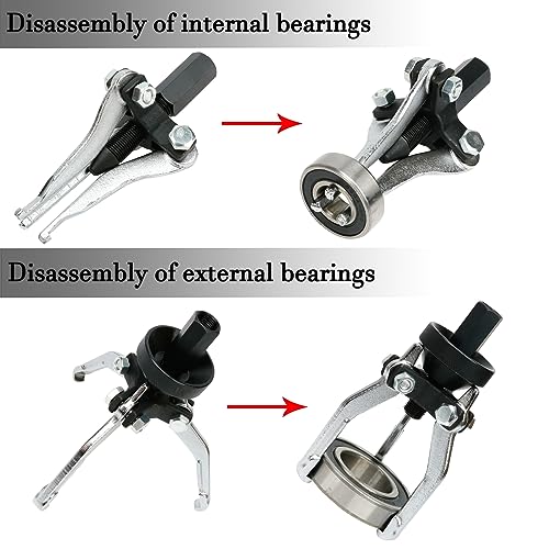 ReluxGo 3 Jaw Gear Bearing Slide Hammer Puller Set, Universal Internal & External Gear Pulley Puller Set for Pulling Out Gears Bearings