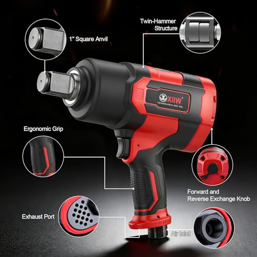 1 Inch Air Impact Wrench, 2,350ft-lbs Torque, 5,500RPM 1 Inch Impact Gun | 8.5 lbs Lightweight Twin Hammer Pneumatic Impact Wrench for Automobile Repair - size: 1 Inch | 2350 ft-lbs