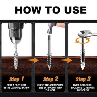 Greywolf 6 pcs screw extractor set, made of 35# Cr-Mo, bolt extractor, spiral groove bolt remover set, can easily remove broken screws, dropped screws, studs - size: 6
