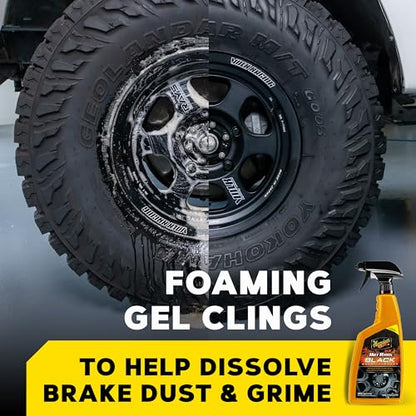 Meguiar's Hot Rims Black Wheel Cleaner, Deep Foaming Gel Specially Formulated to Effectively Clean Matte, Gloss, Satin, and Chrome Black Wheels, 24 Oz Spray Bottle - size: 24 Ounce (Pack of 1), style: Hot Rims Black Wheel Cleaner