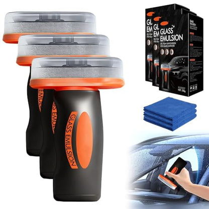 Glass Emulsion Professional Windshield Cleaner Advanced Car Window & Glass Scrubber, Removes Water Spots, Oil Film & Road Grime, Comes With Microfiber Towel (100g) (3 Pcs) - color: 3 Pcs