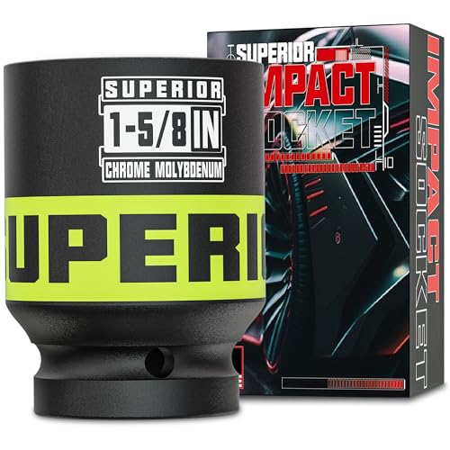 1" Drive Impact Socket, 1-5/8 Inch Deep Socket, SAE Axle Nut Socket, 6 Point, CR-MO, Automotive, Truck Maintenance, Heavy Equipment Repair - size: 1" Drive 1-5/8 Inch Deep