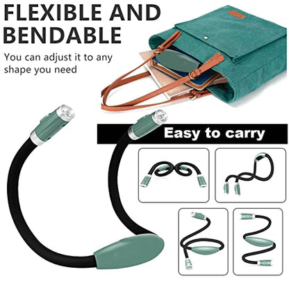 Rechargeable 4 LED Neck Reading Light, Book Lights for Reading in Bed, 3 Brightness Levels, Bendable Arms, Long Lasting. Perfect for Reading, Craft & Knitting (Army Green) - color: Army Green