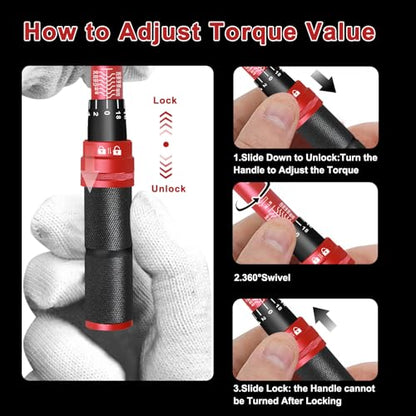 ATsafepro 1/4" Torque Wrench (20-240 in-lb / 2.3-27.1 Nm) -Dual Scale, 72-Tooth Ratchet, ±3% Pre-Calibrated Accuracy, Suitable for Bike & Bicycle Maintenance - style: 1/4" 20-240 IN.LB Torque Wrench