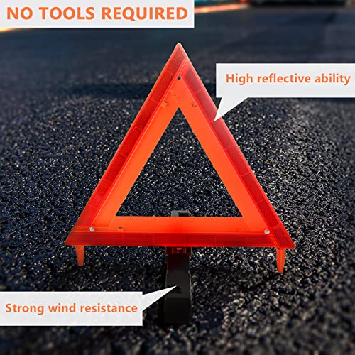 WORKKOOL 3 Pack Foldable Warning Reflective Triangles with Carrying Case, Heavy Base Roadside Triangles for Vehicles Breakdown, Safty Reflector DOT Approved(Sand Filled)… - size: WT-3PK SAND FILLED